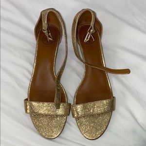 Tory Burch gold wedges